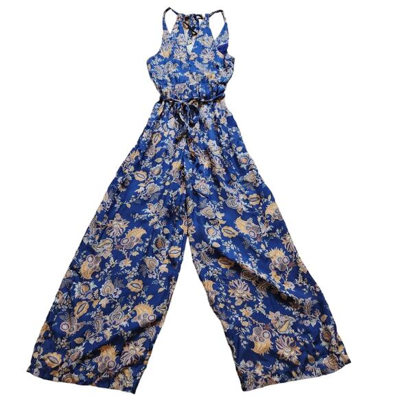 Anthropologie Ett Twa navy blue floral print jumpsuit size small - Picture 5 of 9
